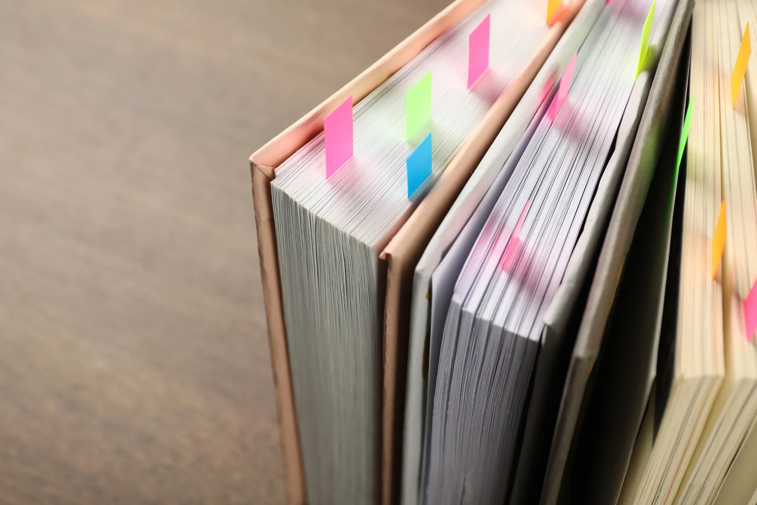 Books with colourful page markers